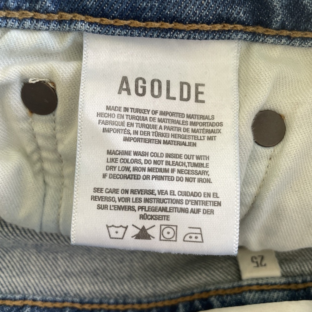AGOLDE "Merrel" Size 25 Mid Rise Slim Straight Jeans Medium Wash Blue - Picture 7 of 9